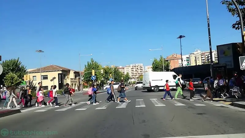 Fila escolar. Camino escolar