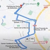 Recorrido de examen de conducir 1 en Lleida