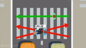 Cruce de paso de peatones de personas con movilidad reducida