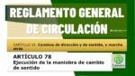Ejecuci&oacute;n de la maniobra de cambio de sentido. Art&iacute;culo 78 del RGCir