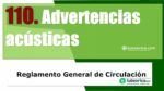 Advertencias ac&uacute;sticas en los veh&iacute;culos. Art&iacute;culo 110 del RGCir
