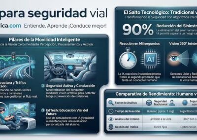 Infograf&iacute;a detallada sobre la IA para seguridad vial y c&oacute;mo ayuda a reducir los accidentes de tr&aacute;fico.